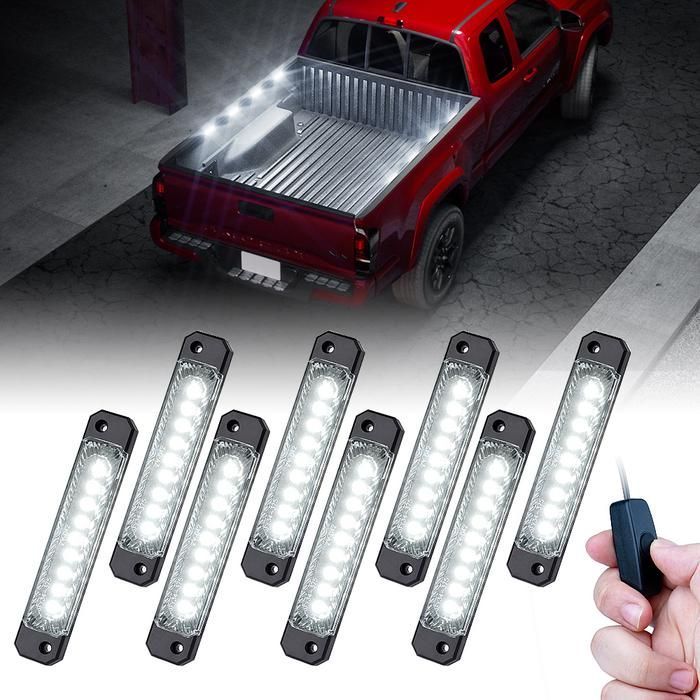 Race Sport Lighting RSBRW 8-Pod LED Bed Rail Lighting Complete System  for 20-25 Jeep Gladiator JT