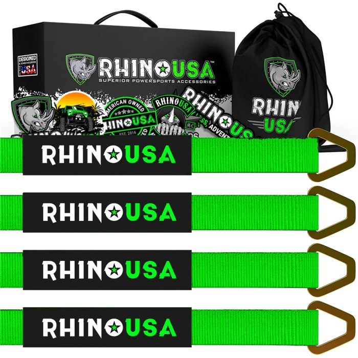 RHINO USA AXLE TIE DOWN STRAPS (4-PACK) 2" X 38" - GREEN