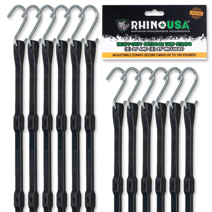 Rhino USA TD-BGHD12-BLK Heavy Duty Tarp Straps  