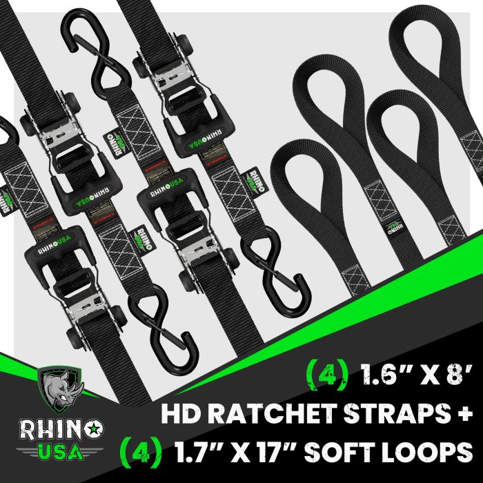 Rhino USA  1.6" x 8' Heavy Duty Ratchet Tie-Down 