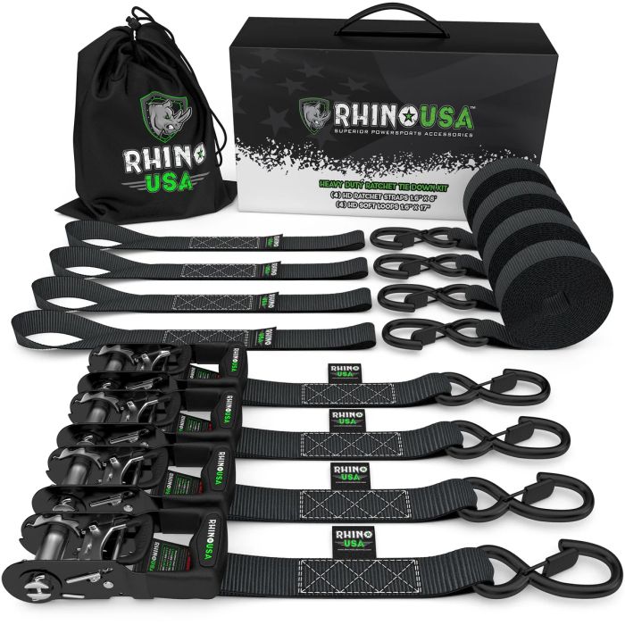Rhino USA  1.6" x 15' Heavy Duty Ratchet Tie-Down - 4-Pack 