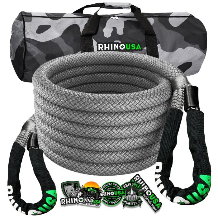 RHINO USA KINETIC ENERGY RECOVERY ROPE (1" X 30') GRAY