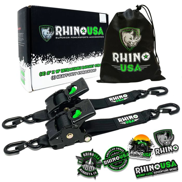 Rhino USA  2" x 10' Retractable Ratchet Straps 