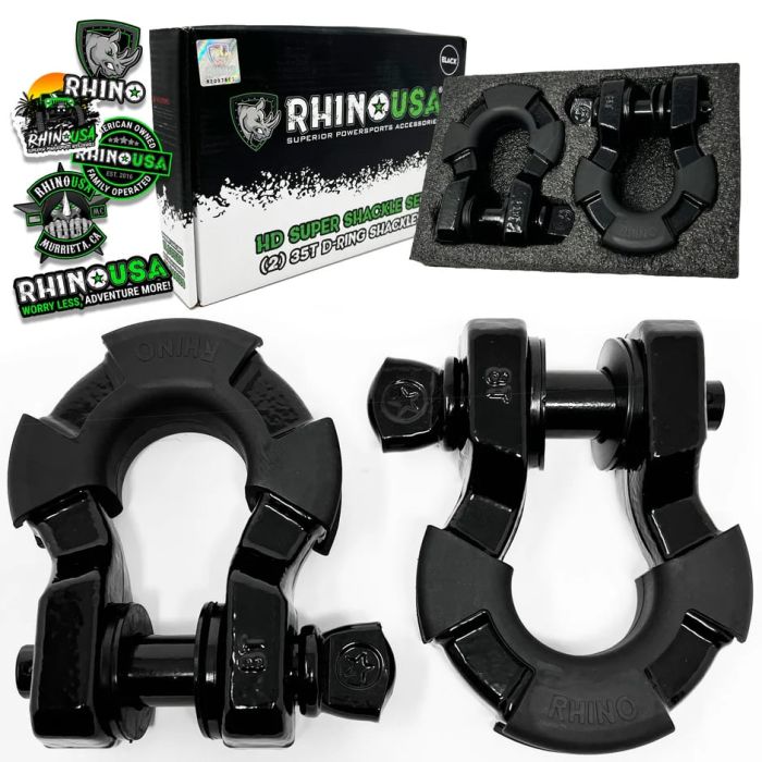 RHINO USA 8T SUPER SHACKLE 2-PACK (MATTE BLACK)