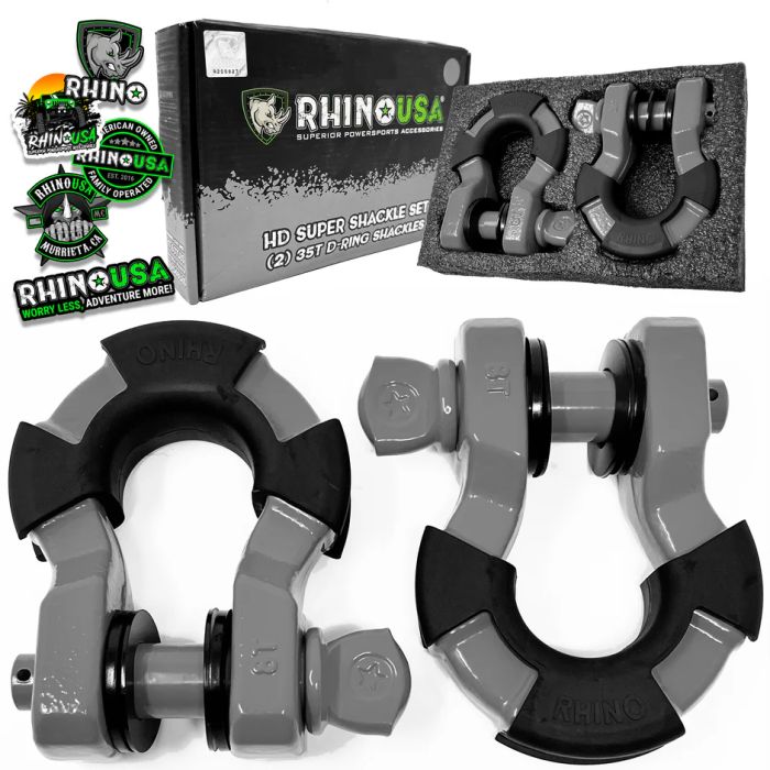 RHINO USA 8T SUPER SHACKLE 2-PACK (GRAY)