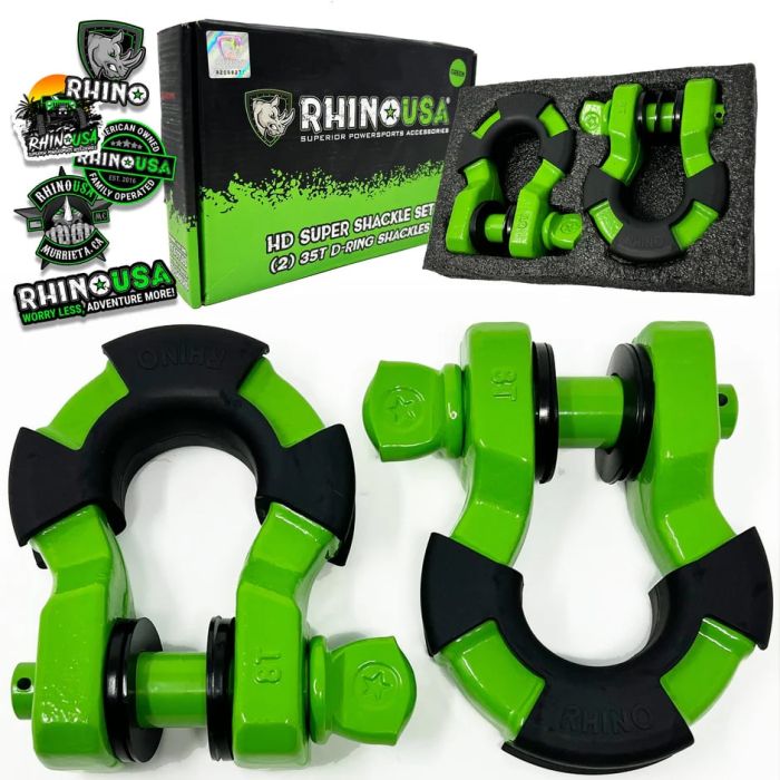 RHINO USA 8T SUPER SHACKLE 2-PACK (GREEN)