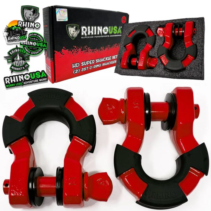RHINO USA 8T SUPER SHACKLE 2-PACK (RED)