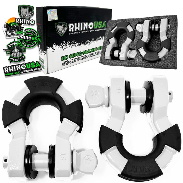 RHINO USA 8T SUPER SHACKLE 2-PACK (WHITE)