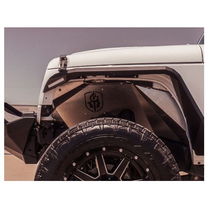 Road Armor 507LFF0Z Stealth Body Armor Inner Front Fender Liners for 07-18 Jeep Wrangler JK - Bare Stainless Steel