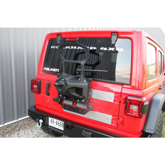 Rock Hard 4X4 RH-90350 Freedom Series Body Mount Tire Carrier with Billet Aluminum Braces for 18-19 Jeep Wrangler JL