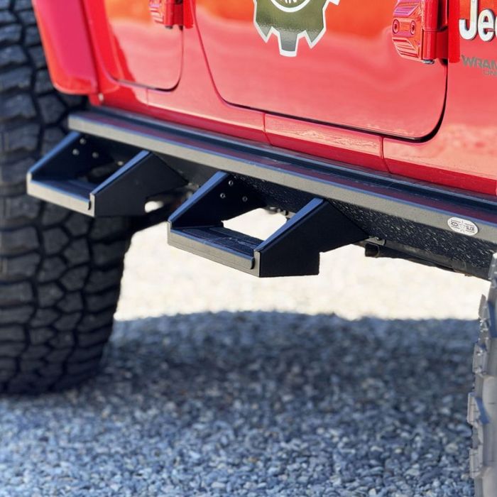 Rock Slide Engineering  Removable Drop Steps for 18-25 Jeep Wrangler JL with Deluxe Rock Rails