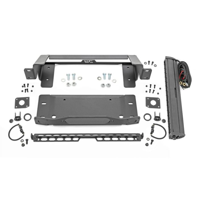 High Winch Mount | All Models | 20 Inch Black Single Row LED  | Ford Bronco 4wd (2021-2022)