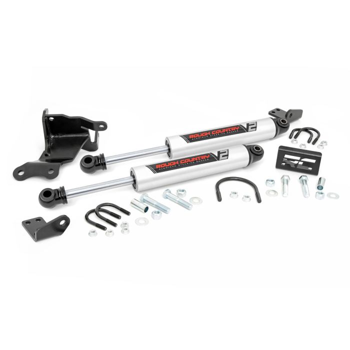Rough Country 8730470 V2 Dual Steering Stabilizer for 18-22 Jeep Wrangler JL & Gladiator JT