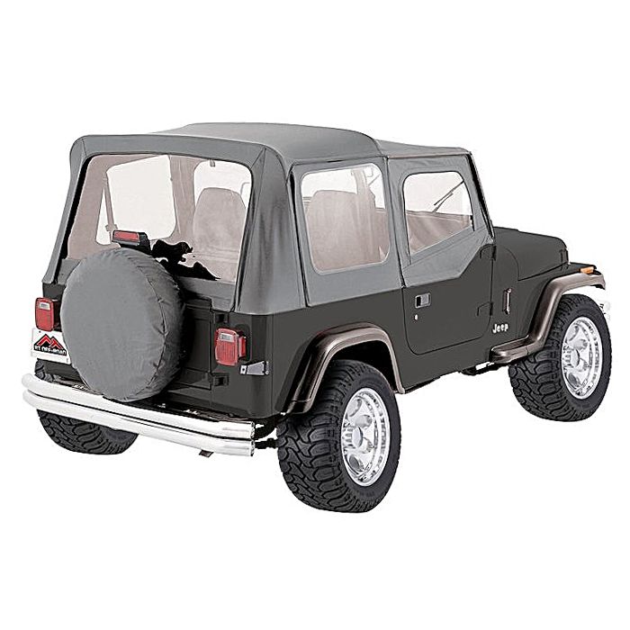 Crown Automotive  Replacement Soft Top with Clear Windows for 88-95 Jeep Wrangler YJ with Half Steel Doors