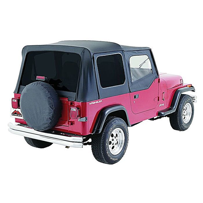 Crown Automotive RT10015T Replacement Soft Top in Black Denim with Tinted Windows for 88-95 Jeep Wrangler YJ with Half Steel Doors