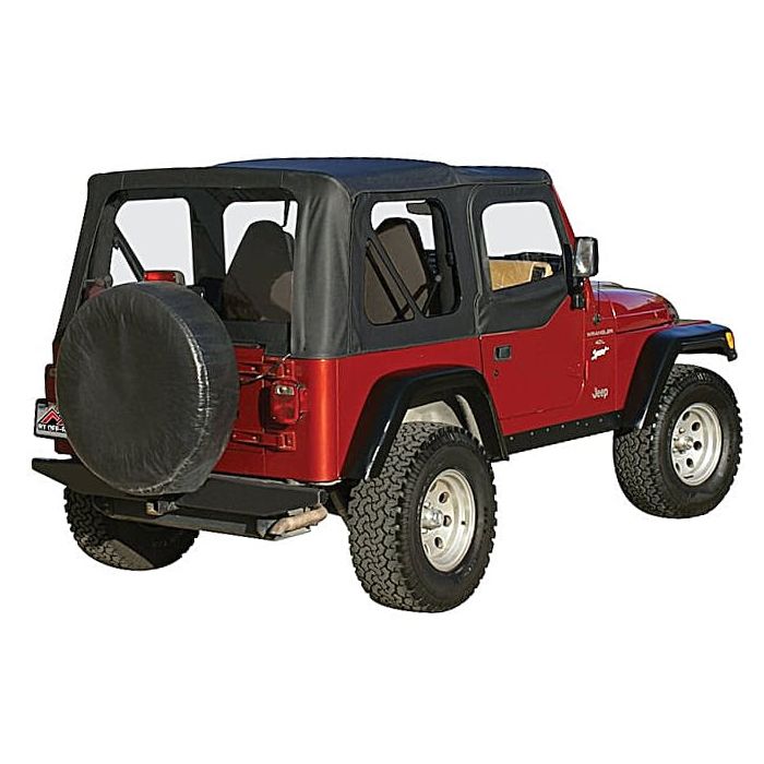 Crown Automotive  Replacement Soft Top with Clear Windows  for 97-06 Jeep Wrangler TJ with Half Steel Doors 