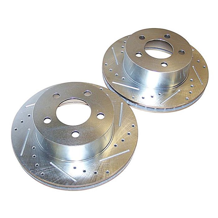 Crown Automotive RT31002 Drilled and Slotted Front Brake Rotor Set  for 90-97 Jeep Wrangler YJ & TJ; 90-99 Cherokee XJ & Comanche MJ and 93-98 Grand Cherokee ZJ