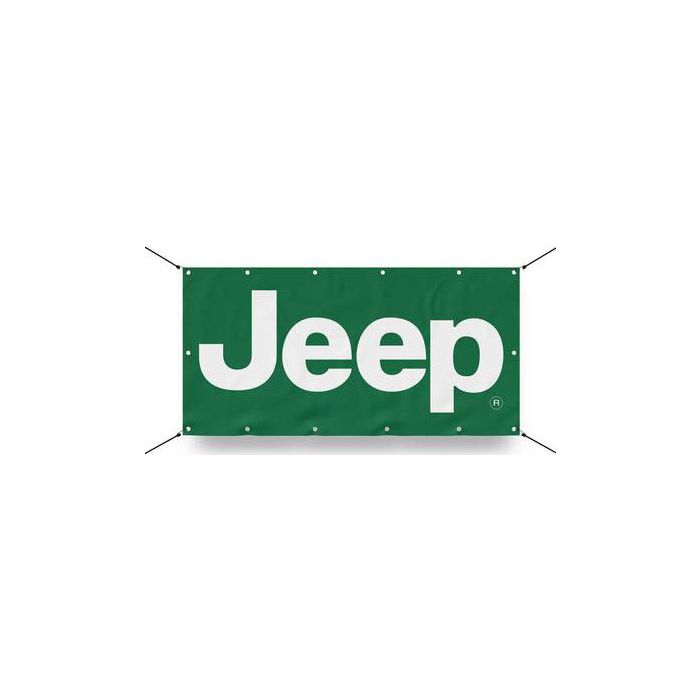 DSC JEEP TEXT GREEN BANNER 24IN X 12IN