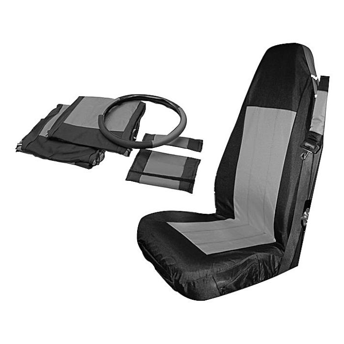 FR SEAT COVER/BELT BLACK-RED 03-06 TJ