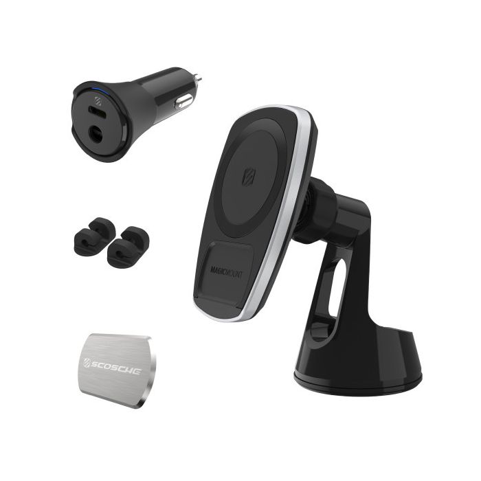 Scosche MPQ4WD-XTSP MagicMount Pro Charge 4 QI-Wireless Magnetic Smartphone/GPS Dash or Windshield Mount 