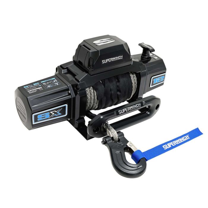 SX12SR Winch, 12,000 lbs., 12 VDC, 3/8 in x 80 ft. synthetic rope, ergo handheld remote control, 6.0