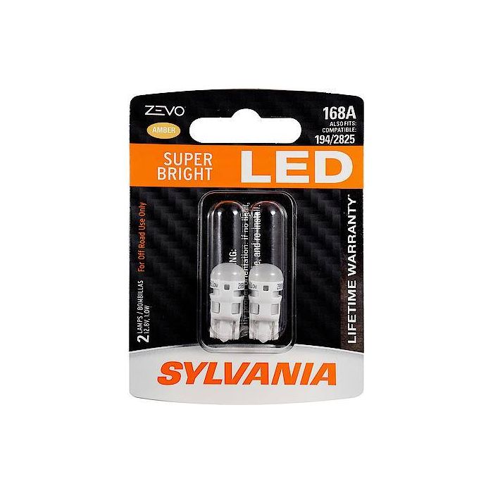 Sylvania 168ALED.BP2 #168A Amber Zevo LED Mini 2 Pack 