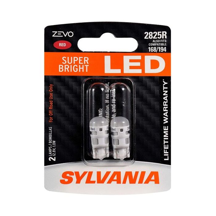 Sylvania 2825RLED.BP2 #2825R Red Zevo LED Mini Bulb 2 Pack 