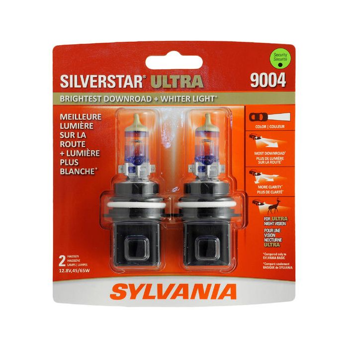 Sylvania 9004SU.BP2 #9004 SilverStar Ultra Halogen Headlight Bulb 2 Pack 