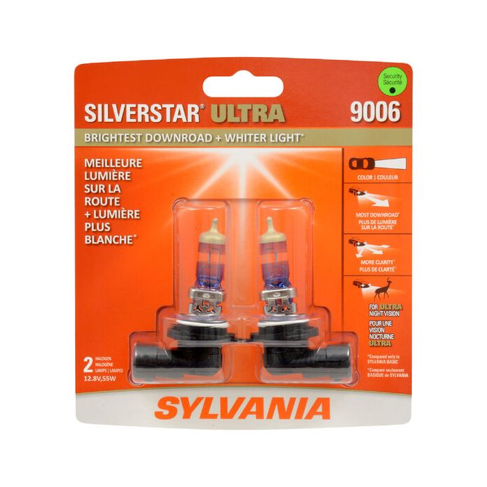 Sylvania 9006SU.BP2 #9006 SilverStar Ultra Halogen Headlight Bulb 2 Pack 