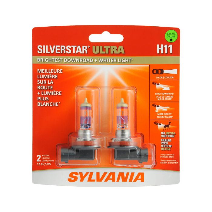 Sylvania H11SU.BP2 #H11 SilverStar Ultra Halogen Headlight Bulb 2 Pack 