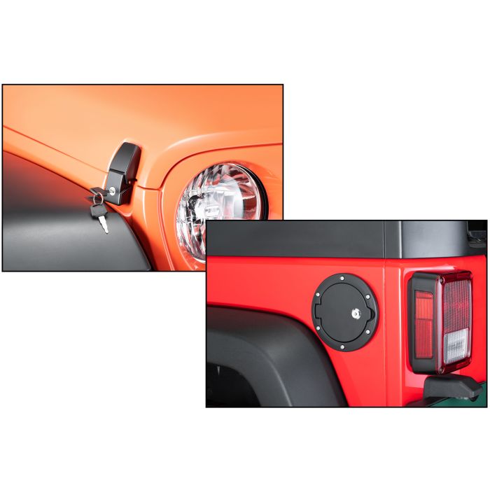 Tactik Hood Catch Locking Fuel Door Combo Black JK