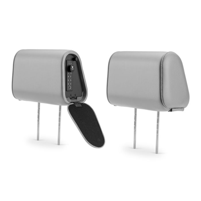 Headrest safe unit (Left-Hand Driver) and non-safe unit, standard size, light gray vinyl
