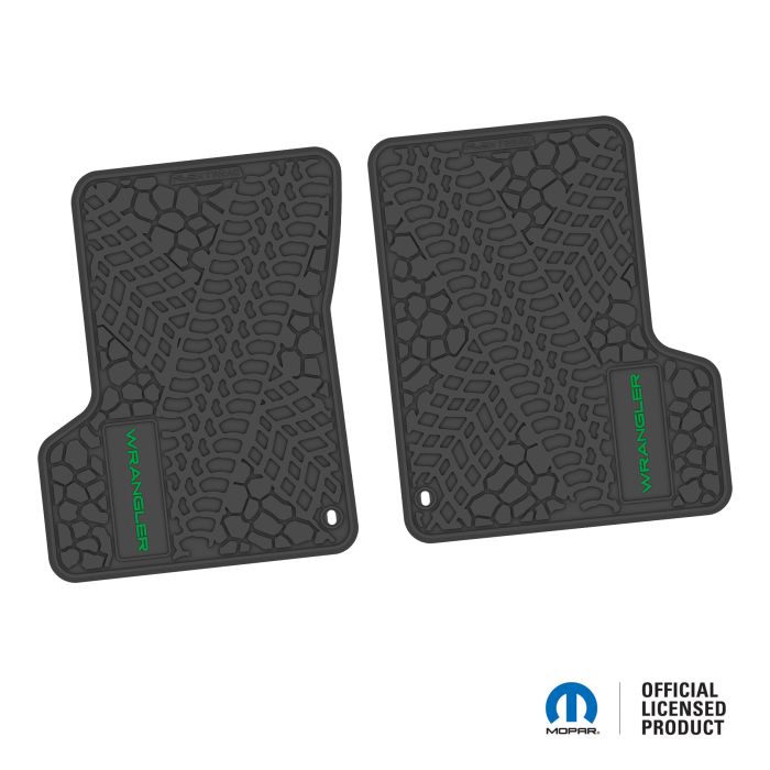 NGTT43046965- 97-06 JEEP TJ/LJ 2DR Front- Tire Tread/Scorched Earth Scene w/ WRANGLER Insert - Black w/ Green Insert