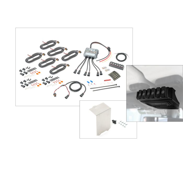 Trigger  6 Shooter System with Overhead Switch Mount, Underhood Relay Mount, Connector Kits  for 18-22 Jeep Wrangler JL & Gladiator JT