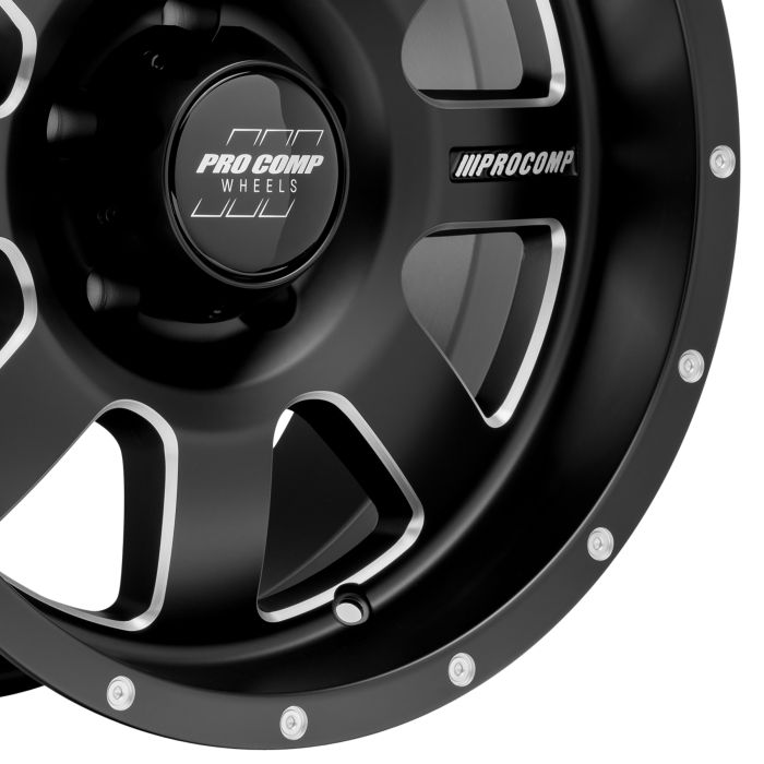 Pro Comp  Trilogy Wheel in Satin Black with Machined Edges for 07-18 Jeep Wrangler JK and 99-18 Grand Cherokee WJ, WK, & WK2