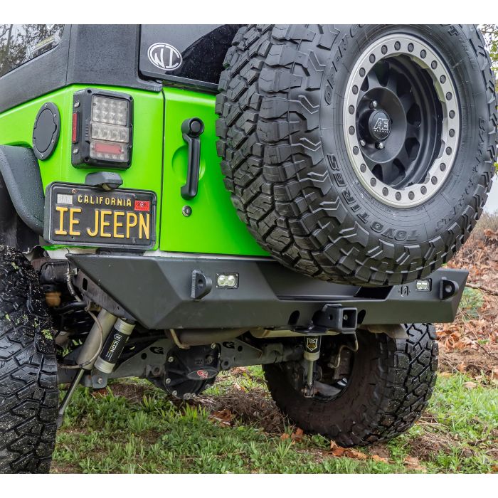 Turn Offroad JKRB-02 Rear Bumper with LED Light Pods & Recevier Hitch for 07-18 Jeep Wrangler JK