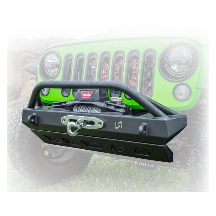 Turn Offroad JPFB-04 Front Stubby Bumper with Skid Plate for 07-26 Jeep Wrangler JK, JL & Gladiator JT