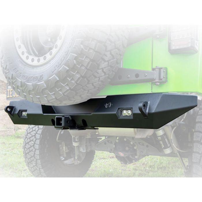 Turn Offroad JKRB-03 Rear Bumper with LED Pod Lights & Receiver Hitch for 07-18 Jeep Wrangler JK