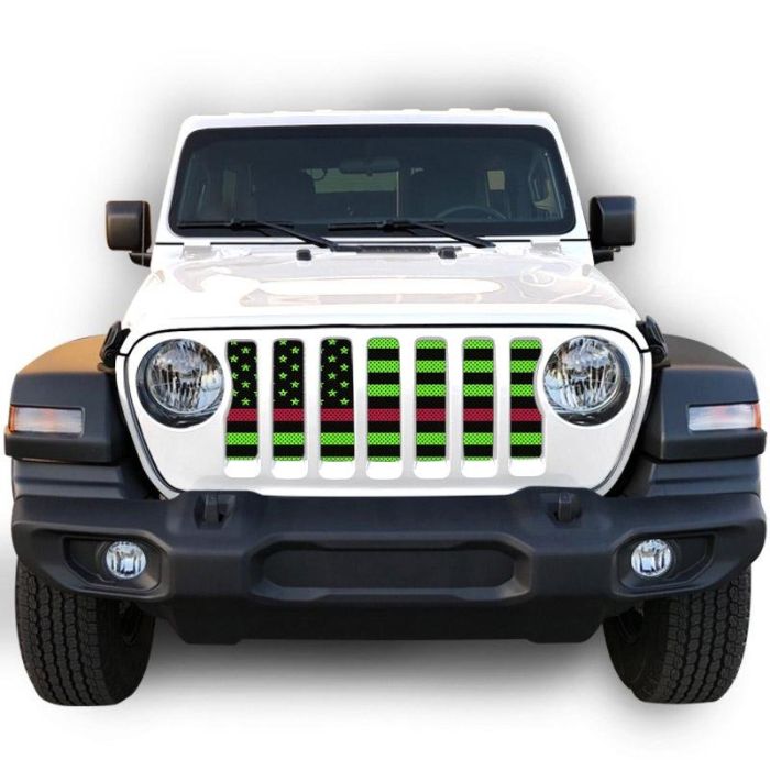 UTS JL BLK/GREEN RED LINE GRILLE INSRT WITH TRAIL CAMERA