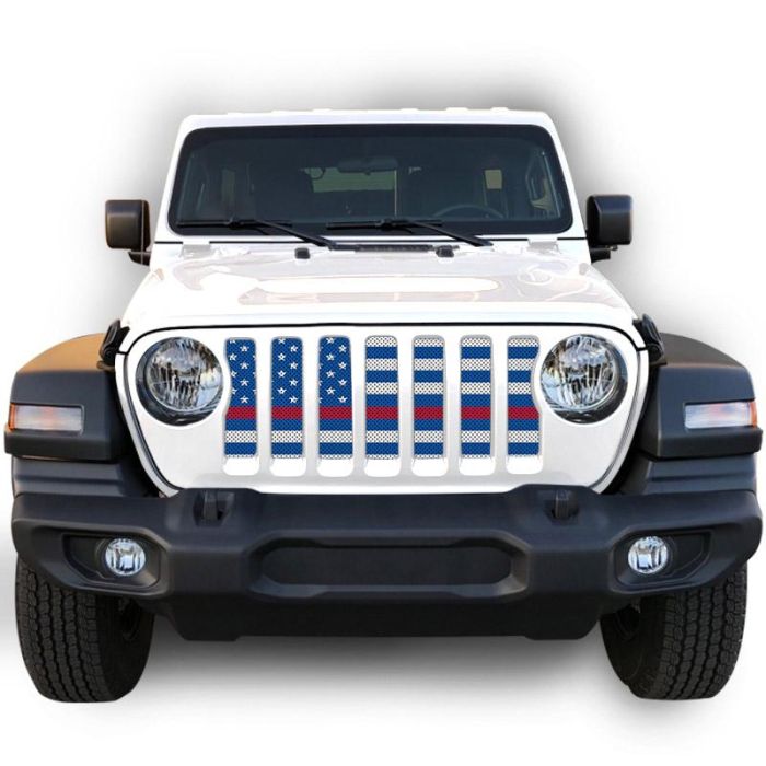 UTS JL WHITE/BLU RED LINE GRILLE INSERT WITH TRAIL CAMERA
