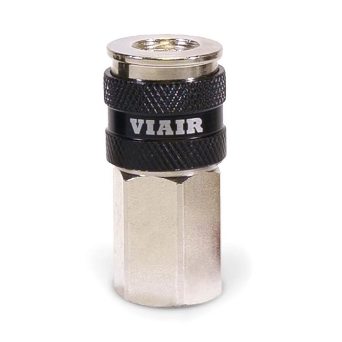 1/4" NPT - (F) Automatic Coupler - Steel / Nickel Plated w/ black sleeve & Etched Viair Logo-10pc