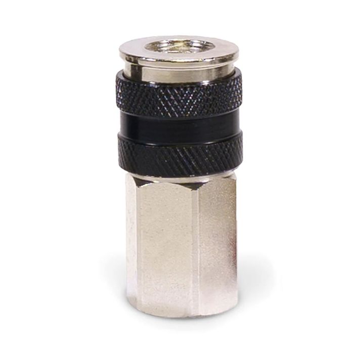 1/4" NPT - (F) Automatic Coupler - Steel / Nickel Plated w/ black sleeve & No Logo-4pc