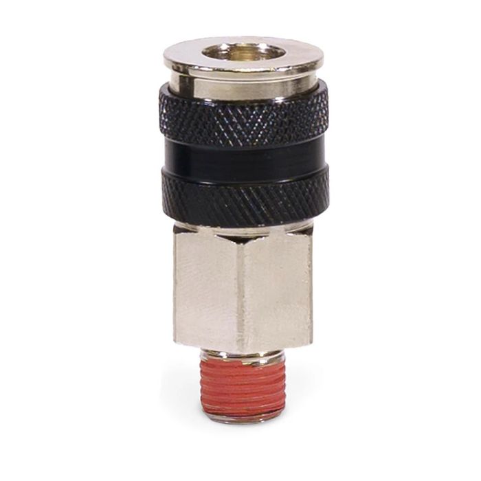 3/8" NPT - (M) Automatic Coupler - Steel / Nickel Plated w/ black sleeve & No  Logo-4pc