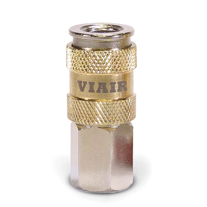Automatic High flow 3/8"NPT - (F) Coupler - Steel / Nickel Plated w/Gold sleeve & w/ Logo-2pc
