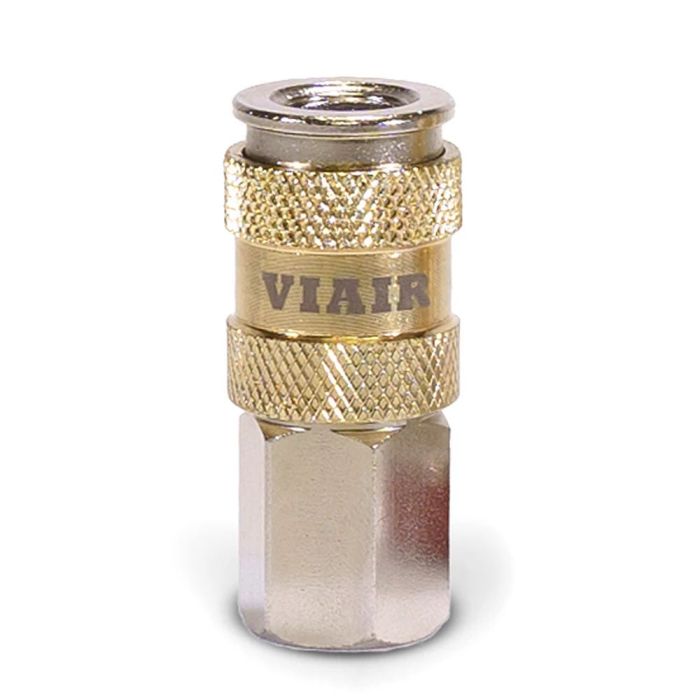 Automatic High flow 1/4"NPT - (F) Coupler - Steel / Nickel Plated w/Gold sleeve & w/ Logo-10pc