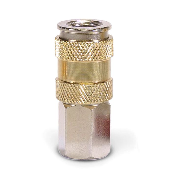 Automatic High flow 3/8"NPT - (F) Coupler - Steel / Nickel Plated w/Gold sleeve & No Logo-10pc