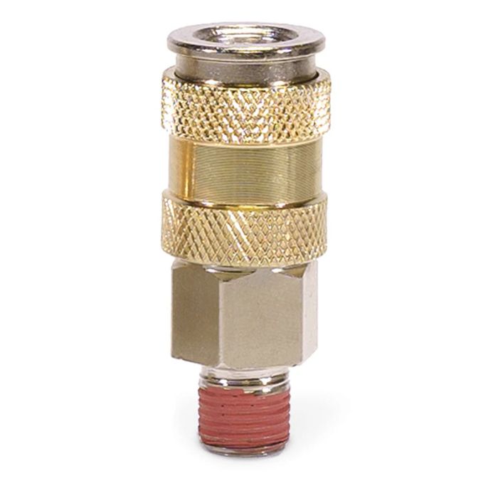 Automatic High flow 1/4"NPT - (M) Coupler - Steel / Nickel Plated w/Gold sleeve & No Logo-10pc