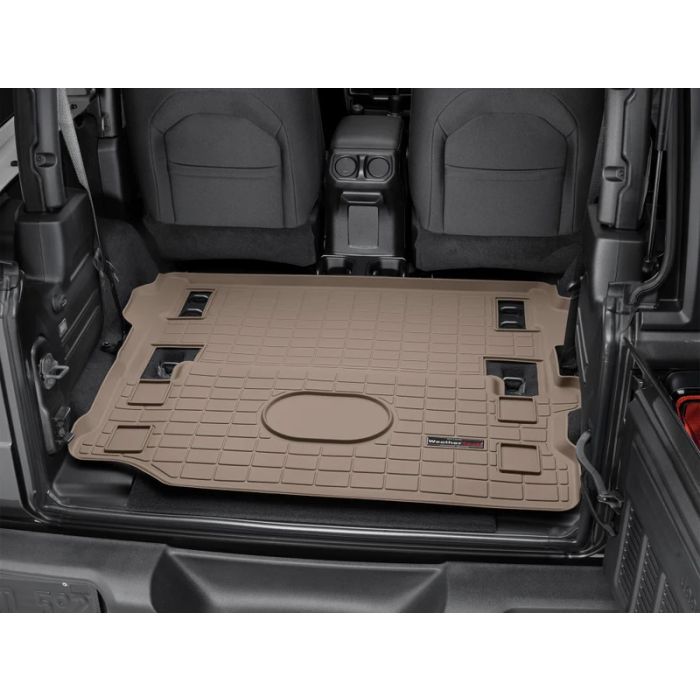 Wrangler JL 2-Door  Designated trim required for models equipped with the All-Weather Subwoofer, Cargo Liner will  limit range of motion in models equipped with the optional Trail Rail Cargo Management System