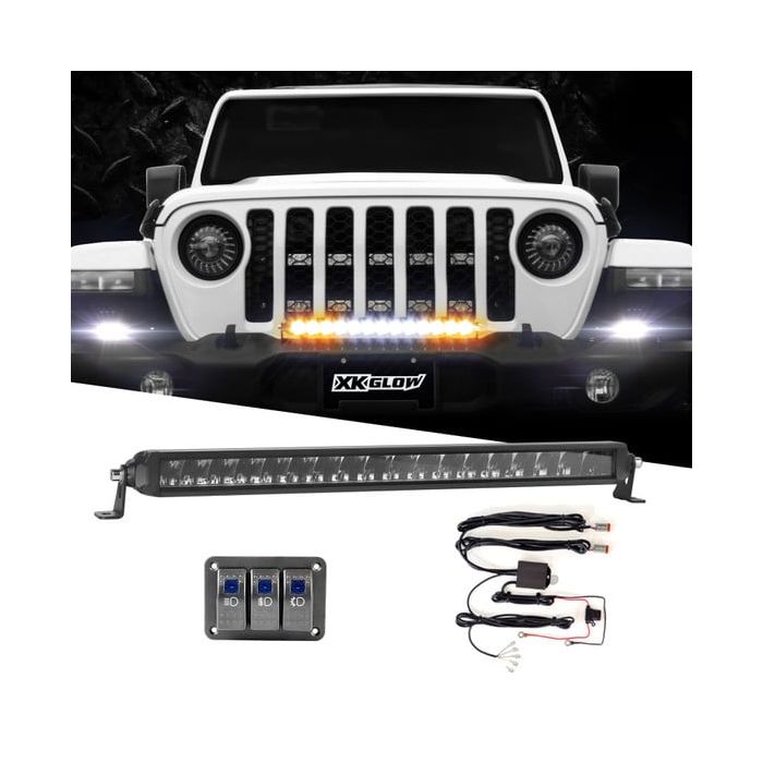 XKGLOW XK064020-DFS-KIT 20" Fog & Strobe with High Beam LED Razor SAE Light Bar Kit 