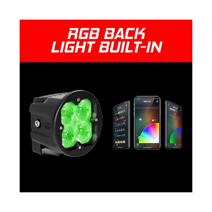 XKGLOW  2pc Fog Light C3 SAE Cube Light Kit with XKchrome Smartphone App 